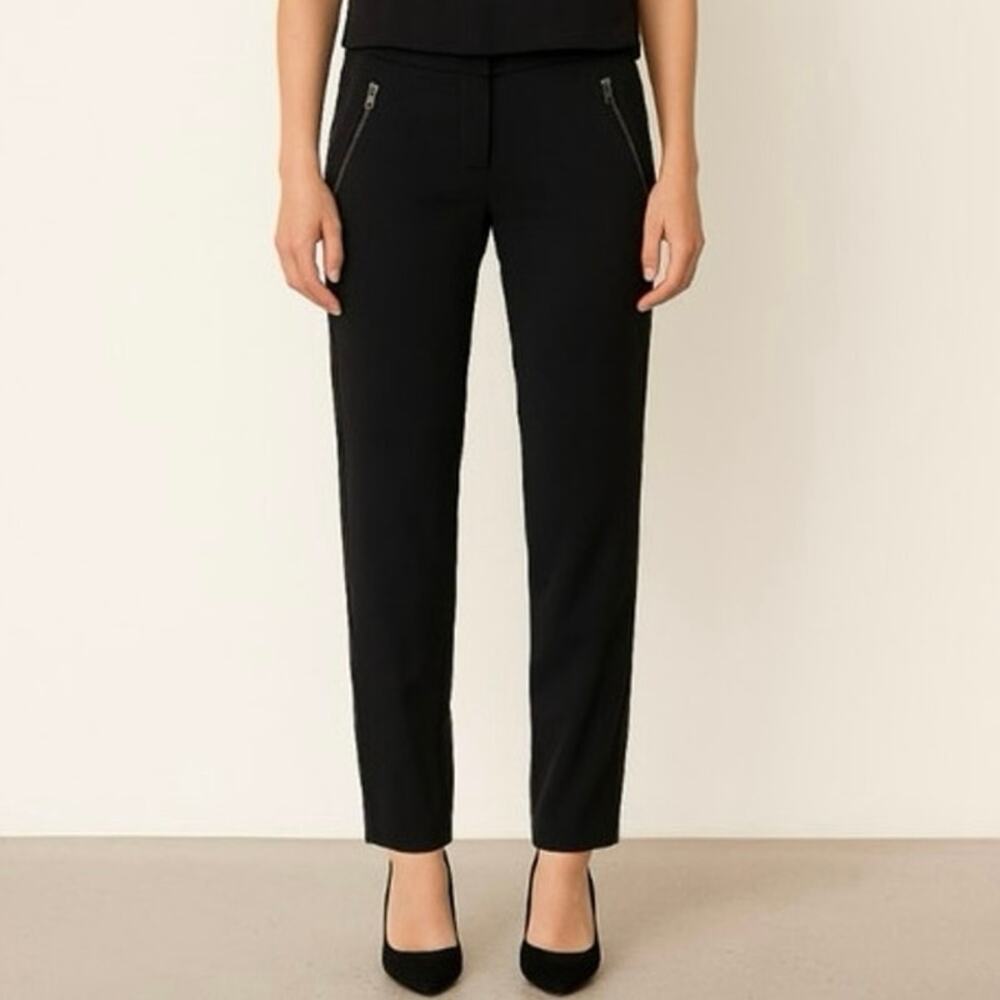 Go Silk 100% Silk Black Pants Straight Leg Zipper Pockets Chic Quiet Luxury 2
